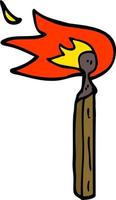 cartoon doodle burning match vector