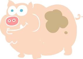 flat color illustration of a cartoon pig vector