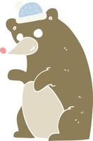 flat color illustration of a cartoon bear vector