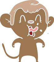 crazy flat color style cartoon monkey vector