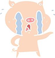 crying pig flat color style cartoon vector