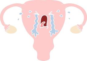 flat color style cartoon uterus crying vector