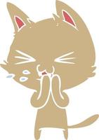 flat color style cartoon cat hissing vector