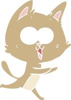 funny flat color style cartoon cat vector