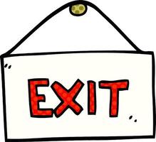 cartoon doodle exit sign vector