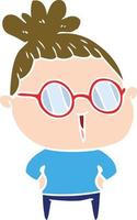 flat color style cartoon woman wearing spectacles vector