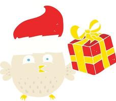 flat color illustration of a cartoon  christmas owl vector