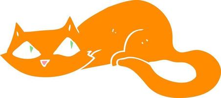 flat color illustration of a cartoon cat vector