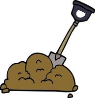 cartoon doodle shovel in dirt vector