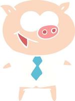 cheerful pig in office clothes vector