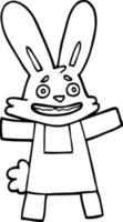 line drawing cartoon scared looking rabbit vector