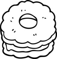 line drawing cartoon jammy biscuit vector