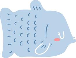 flat color style cartoon fish vector