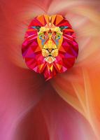 Lion head with geometric style onabstract background photo