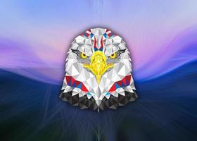 águila americana con patrón geométrico sobre fondo abstracto foto