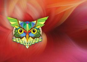 Owl head in geometric pattern on abstract background photo