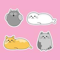 Set of cute animal like owl, cat, and polar bears. vector