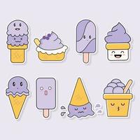 eight kinds of blueberry ice cream vector