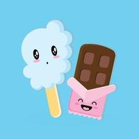 cloud-shaped ice cream and a pack of chocolate vector