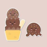 chocolate ice cream isolated on soft background vector