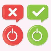 checkmark cross mark power on off icon set vector