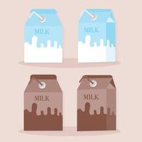 four boxes of vanilla milk and chocolate vector