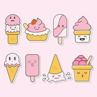 eight kinds of strawberry ice cream vector