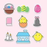 set of stickers about chicks isolated on pink background vector