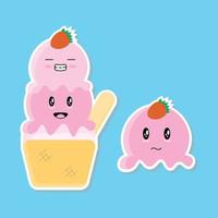 strawberry ice cream isolated on soft background vector