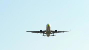 SOCHI, RUSSIA AUGUST 01, 2022 - Airbus A320, RA 73182 of S7 Airlines flies overhead to land at Sochi airport. Tourism and travel concept video