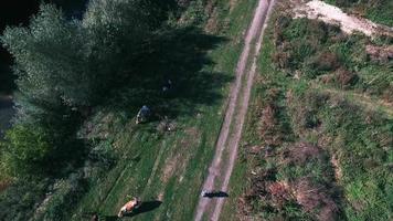 Luftaufnahme der alten Landstraße in der Ukraine video