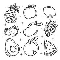 colección de elementos de frutas dibujadas a mano vector