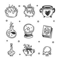 Set of hand drawn magic collection vector