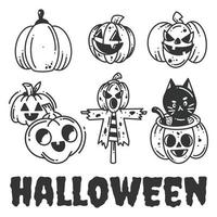 Set of hand drawn pumpkins collection vector