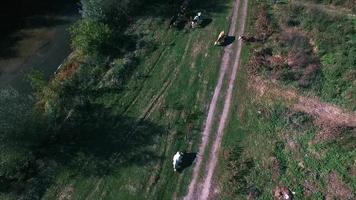 vista aérea da antiga estrada rural na ucrânia video