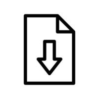 Download page icon wit paper and arrow down in black outline style vector