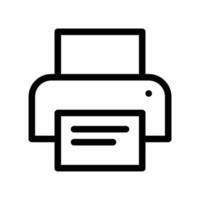 Print icon with printer and paper in black outline style vector