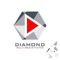 logotipo de reproductor multimedia con tema de diamante vector