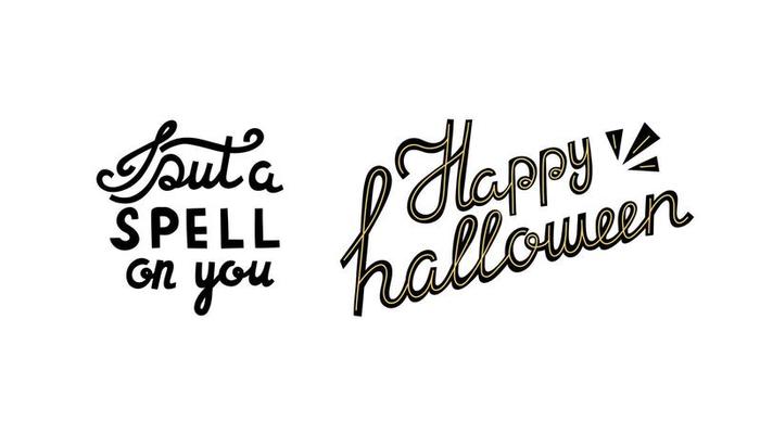 lettering of halloween phrases i put a spell on you, happy halloween vector illustration clip art set 12201847 Vector Art at Vecteezy