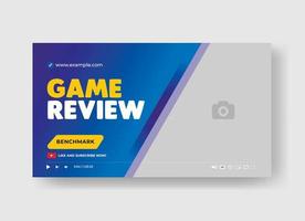 video game review video thumbnail and web banner template vector