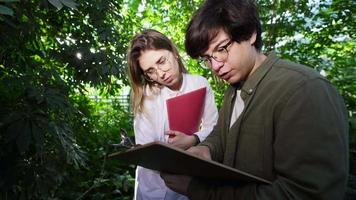 A couple of students doing a botanical research