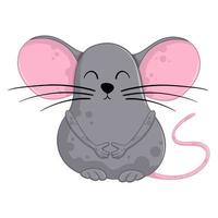 Cute cartoon grey mouse. Funny illustration. Isolated. vector