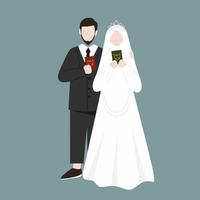 ilustración de pareja de boda musulmana para invitación de boda vector