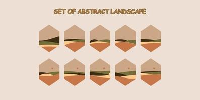 set of abstract landscape vector