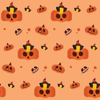 Halloween background ghost theme element  illustration on orange background seamless pattern in vector. vector