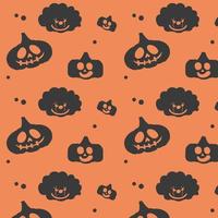 Halloween pumpkin black illustration on orange background seamless pattern in vector. Halloween background. vector