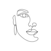 Woman face and eyes beauty girl linear drawing vector