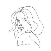 Female line art drawing elegant linear art vector