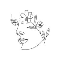 Lady face and eyes linear drawing vector