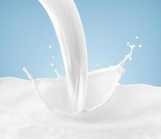 splashing milk on a blue background photo